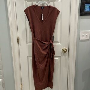 Brand new with tags, never worn, Express brown midi dress! Size Small